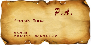 Prorok Anna névjegykártya